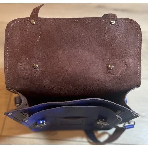 Cobalt Blue Women's Satchel with Top Handle and Crossbody Strap - Picture 6 of 7